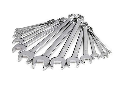 Steelman Pro 13-Piece SAE 6-Point Combination Wrench Set, 1/4, 5/16, 3/8, 7/16, 1/2, 9/16, 5/8, 11/16, 3/4, 13/16, 7/8, 15/16, and 1-inch Sizes, Full Polish Chrome - size: 13-piece SAE Set