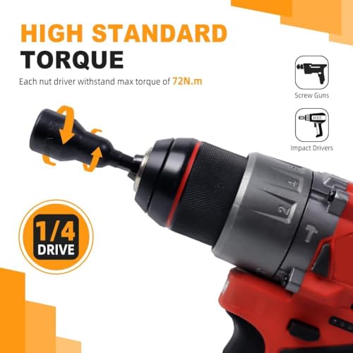35PCS Magnetic Nut Driver Set, Nut Driver Set for Impact Drill, 1/4" Quick-Change Hex Shank | SAE & Metric | Cr-V Steel, Magnetic Screwdriver Bit W/Drill Bit Extension & Drill Bit Adapter - size: 35 PCS Magnetic Nut Driver Set