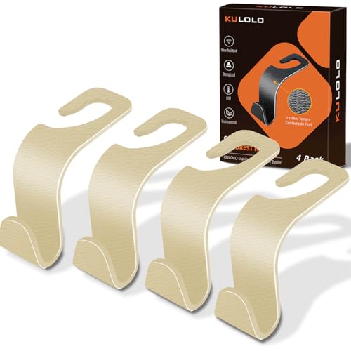 Car Seat Hooks & Purse Holder - 4 Pack Boxed,55 lb Heavy Duty,Eco PP Car Hooks for Purse/Bag/Baby Gear/Gym Bag/Groceries/Cup/,Fits 0.32-0.55”Car Headrest Rods (Beige-2) - color: Beige-2