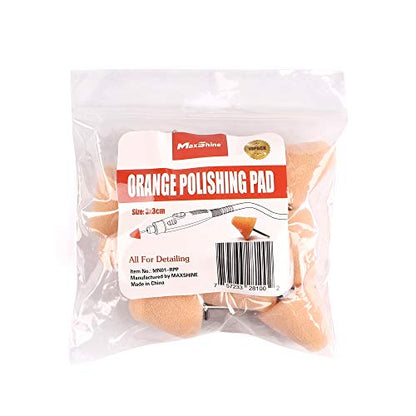 Maxshine 10 Pieces MN01 Mini Polisher and Accessories - 3x3cm (1.18”x1.18”) Orange Polishing Pads, Precision Buffing & Polishing for Tight Spaces, Ideal for Professional Car Detailing - size: Orange Polishing Pad