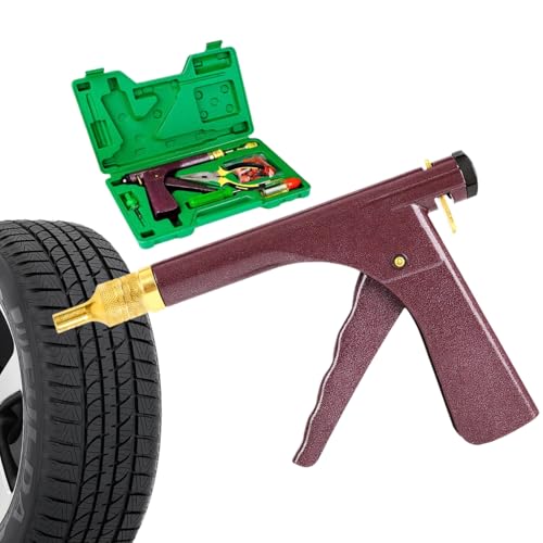 Tire Gun Plug Repair Kit Tire Gun Repair Kit Tire Plug Kit Heavy Duty Professional Car Tire Repair Kit with Plugs Tire Patch Kit Tire Puncture Repair Kit Tire Plug Repair Kit (Brown) - color: Brown