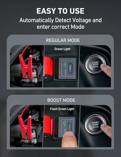 AstroAI S8 Car Battery Jump Starter, Car Jumper Starter Battery Pack for Up to 6.0L Gas & 3.0L Diesel Engines, 12V Portable Jump Box with 3 Modes Flashlight and Jumper Cable (Red) - color: Red - 1500A (S8)