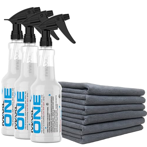 MAXL MAXLONE™ Car Spray with Triphene® All Purpose Waterless Detailer 3 Kit | Quick Spray & Wipe, Clean, Shine, Protect Paint, Glass, Wheels, and Trim Without Pre-Washing (3x20oz + 6 Micro Fiber Cloths) - style: 3 Bottles + 6 Towels