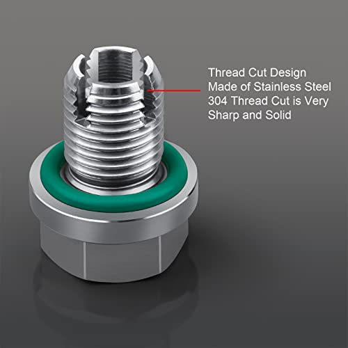 M12.1-1.5 x 15mm Oversize Piggyback Oil Drain Plug, Stainless Steel Self Tapping Oil Pan Thread Repair Kit - size: M12.1-1.5 x 15mm