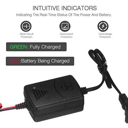 12V Sealed Lead Acid (SLA) Battery Charger 1000mA, Battery Charger Maintainer 12v Trickle Charger for Boats Motorcycles ATVs Riding Mowers & Car Truck SUV RV
