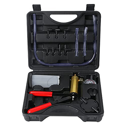 Yonligonju Brake Bleeder Kit with Hand Vacuum Pump with Gauge Adapters Automotive Brake Fluid Bleeding Set for Bike Car Truck (Black) - color: black