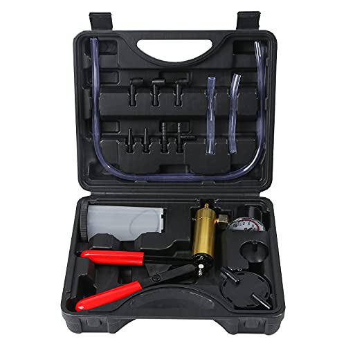 Brake Bleeder Kit with Hand Held Vacuum Pump and Adapters, with Vacuum Brake Bleeder Pump Pressure Gauge for Automotive Car Motorbike(Black) - color: black
