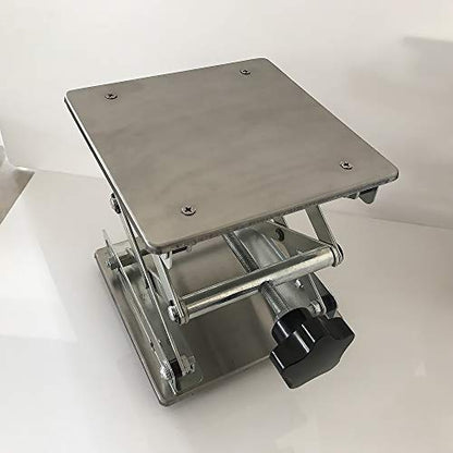 8" x8",Stainless Steel Lab Jack Scissor Stand Platform,Lab Lift Stand Table, Scientific Scissor Lifting Jack Platform,Expandable Lift Height Range 80mm-326mm,Maximum Support Weight 50kg - size: 8X8