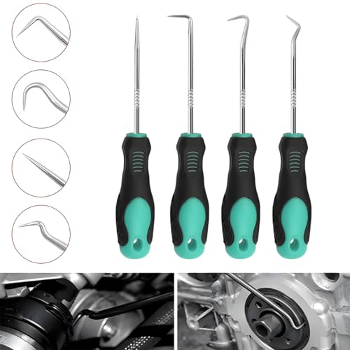 Zpana 4PCS Car Precision Hook and Pick Set, O Ring Vehicle Oil Seal Gasket Pick with Ergonomic Handle, Automotive Mechanic Hooks Puller Remover Tool, Universal for Automobile RV Truck (Style D) - size: StyleD