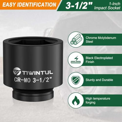 3-1/2" Impact Socket 1" Drive, 6 Point Design, CR-MO for Mining | Jumbo Impact Socket, ANSI Certified, Heavy Duty Socket 1 Inch Drive for Offshore, Heavy Truck & Industrial Use - size: 3-1/2"(1 PCS)