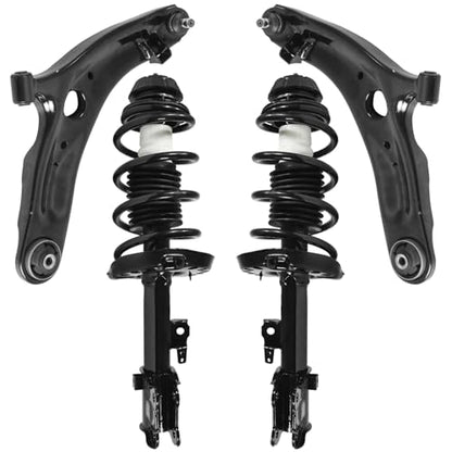 Detroit Axle - 4pc Front Struts Lower Control Arms for 2010-2013 Kia Soul [with Automatic Transmission], Struts with Coil Spring Control Arms with Ball Joint 2011 2012 Suspension Replacement - size: 4CQ50703/4PC
