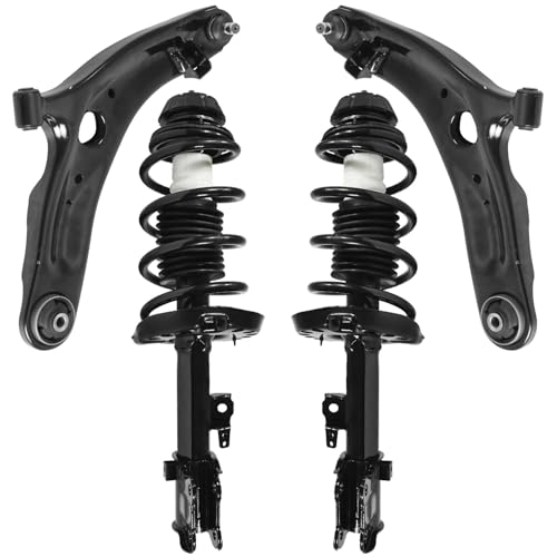 Detroit Axle - 4pc Front Struts Lower Control Arms for 2010-2013 Kia Soul [with Automatic Transmission], Struts with Coil Spring Control Arms with Ball Joint 2011 2012 Suspension Replacement - size: 4CQ50703/4PC
