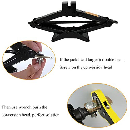 13 Inch Auto Labor-Saving Jack Ratchet Wrench for Scissors Car Jack, 360°Swivel Tire Wheel Jack Lift Speed Handle Repaire Tool for Small Car/Vans/Travel/SUVs,Cross Head with Converter | Scissor Jack Ratchet Wrench with Long Handle Tool Tire Wheel Lug Wren