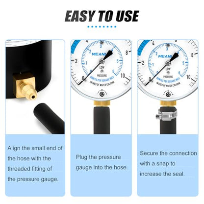MEANLIN MEASURE 0-10” WC Manifold Gas Pressure Test Kit, Pressure Gauge Kit for Natural Gas or LP Gas with 40" Feet Hose, 1/8” NPT Fitting with Barbed Connection and Hex Bushing - style: 0-10” WC
