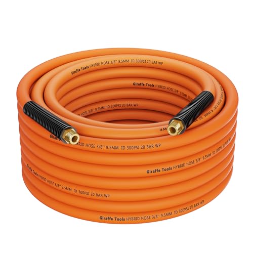 Giraffe Tools Hybrid Air Hose, 3/8 inch x 50 ft, 1/4 in. MNPT Fittings, 300 PSI Heavy Duty, Lightweight Air Compressor Hose - size: 3/8 inch x 50 feet