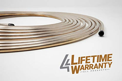 4LIFETIMELINES - 1/4" x 25' True Copper-Nickel Alloy Non-Magnetic, Brake Line Tubing Coils and Fittings, 2 Complete Kits, Brake Line Roll and Fittings, Copper Nickel Tubing, Fuel Line Repair - size: 2 Coils and Fitting Kit