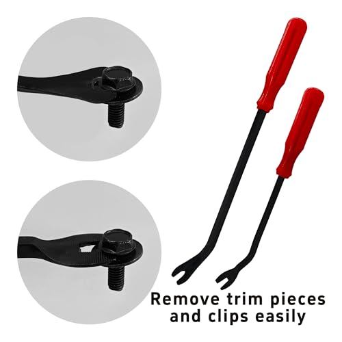 2PCS Plastic Fastener Remover Clip Removal Tool, Car Trim Removal Tool, Fastener Remover Pliers for Automotive Door Panels, Window Trim, Upholstery, Dashboard, Emblems - size: 9” + 12”