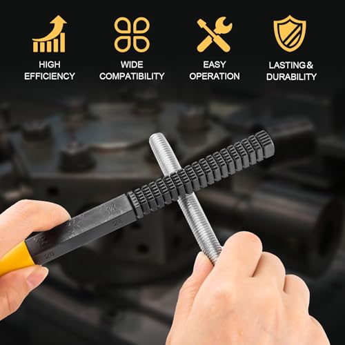 3pcs Thread Repair Files Kit,SAE & Metric Thread Restorer | Safety Caps, Rethreading Tool, For Screws, Bolts & Plumbing，Use on both ends