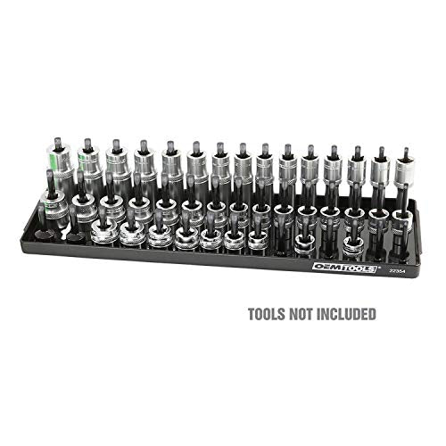 OEMTOOLS 22338 3-Post Metric Socket Tray Set, 3 Piece, Deep, Shallow, and Impact 3 Row Socket Organizer for Tool Box Drawer, Holds 141 Tools, 1/4, 3/8, and 1/2 Inch Drive, Metric, Black - size: 3 Piece Metric