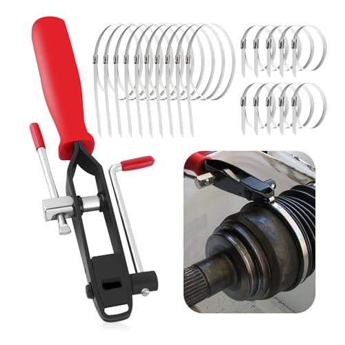 Stacool Thickened CV Boot Clamp Tool Kit,CV Joint Ear Clamp Pliers with 20 CV Boot Clamp to Securely Fasten CV Joint,Universal CV Axle Boot Repair Kit Car Accessories for Car Truck SUV ATV