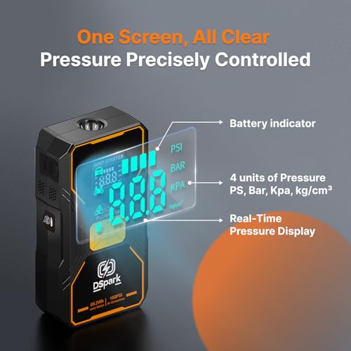 Jump Starter with Air Compressor, Portable 2000A Car Battery Jump Box for 7.0 Gas/6.5L Diesel Vehicles, 150 PSI Tire Inflator Auto-Shut Off, Reverse Polarity Protection,3-Mode Emergency Light - style: B31