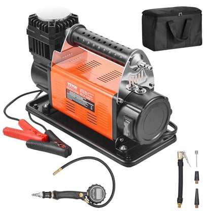 VEVOR 12V Heavy Duty Air Compressor - with Digital Pressure Gauge Tire Inflator Kit, 7.06 CFM Portable Tire Inflator, 150PSI Offroad Air Pump with Adapters for Trucks Car SUV 4 x 4 Vehicle RV - style: 7.06CFM with Digital