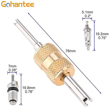 17Pcs Air Conditioning Valve Core Kit Schrader Valve Cores Accessories A/C R12 R134a Refrigeration Valve Stem Core Rmover Tool HVAC System Seal Caps Kit