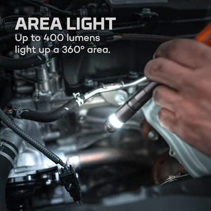 NEBO Inspector 500+ Flex Pen Light | 500 Lumens, 8 Light Modes, Rechargeable LED Flashlight & 360 Degree Area Lighting, Magnetic Base, IPX7 Waterproof, Pocket Size for EDC, Includes USB Charging Cable - style: Gray - 500 Lumens