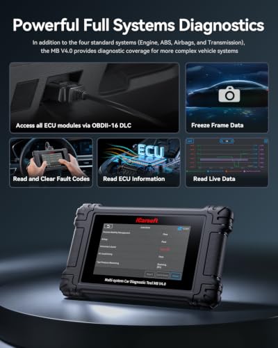iCarsoft MB V4.0 Full System Bidirectional Diagnostic Scan Tool for Most Benz/Sprinter/Smart/Maybach Free 2 Further Vehicle Groups Lifetime Free Update Up to 41 Resets Automotive Active Test Scanner