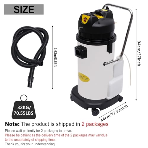 Commercial Carpet Cleaner Machine, 2100W 60L/15.8 Gal Professional 3-in-1 Carpet Spraying Floor Brush Cleaner Extractor Vacuum Washing Machine Portable Carpet Cleaner (Sent in 2 packages) - size: 60L