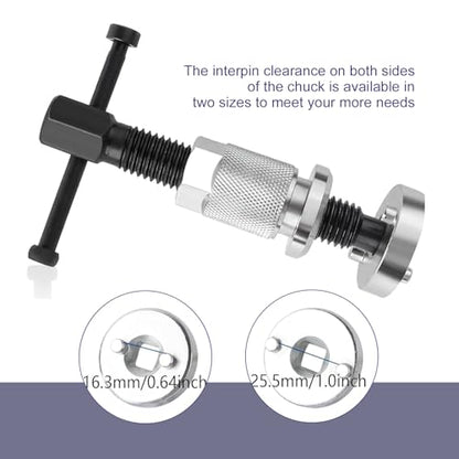 Car Disc Brake Caliper Tool Set, Brake Piston Rewind Tool with 2 Adapters, Thickened Gasket & T-shaped Handle Wind Back Device, Portable Maintenance Device for Cars (Silver)