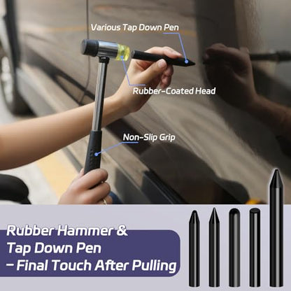 VEXTRO Dent Puller Kit - Paintless Body Repair Tools with Slide Hammer T-Bar Bridge Puller Glue Gun and Sticks - for Car Hail Damage and Door Ding Removal on Trucks SUVs or Auto Metal Surfaces