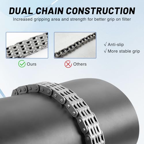 Adjustable Oil Filter Chain Wrench: Fits Max for 5 Inches(125mm) Oil Fuel Filter, Heavy Duty Pipe Wrench Spanner Automotive Repairing Removal Tool