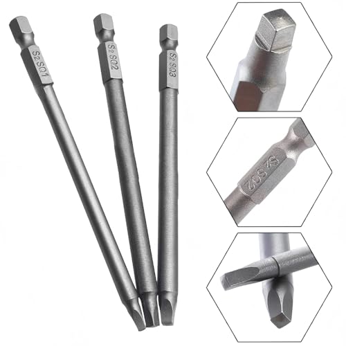 Wolfride Square Head Bits 7PCS Square Head Screwdriver Bits Square Drive Bit Set |5.9 Inch Length SQ1 SQ2 SQ2.5 SQ2.74 SQ3 SQ4 SQ5 - style: Square Head