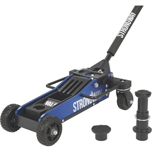 Strongway Professional Aluminum Off-Road Jack, 3 Ton 6000 Lb Capacity, 29 in. Lift Height, Steel Skid Plate, Quick-Change Saddle, 360 Degree Swivel Casters, for Trucks, SUVs, ATVs and UTVs