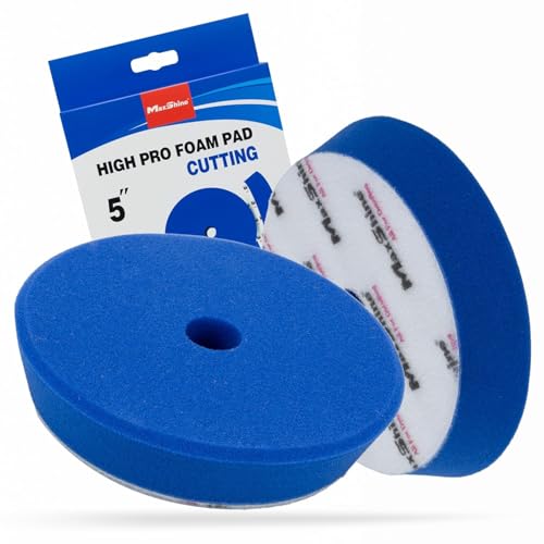 Maxshine 5” Universal High Pro Cutting Foam Pad – Compatible with DA & Rotary Polishers – Professional Detailing Pad for Swirl & Oxidation Removal – Washable & Reusable – Hook & Loop Backing - size: 5", style: Cutting