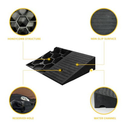 Curb Ramp 5 inch Rise Curb Ramps for Sidewalks Rubber 2 Pcs Driveway Ramps for Low Cars Curb Ramps for Driveway,Shed,Wheelchair 7000lbs Powersport Loading - size: 5"inch