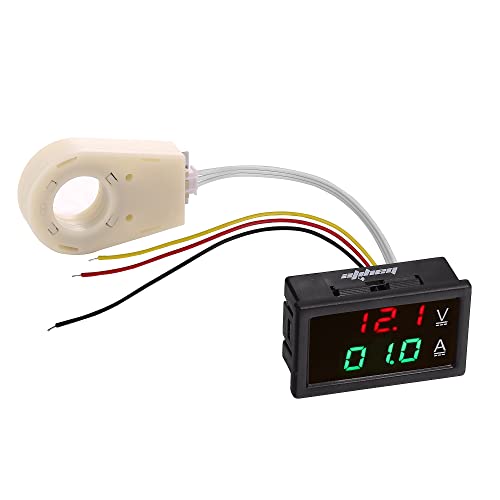 Volt Amp Meter, DC 5-100V 100A Dual Display Current Voltage Meter, Digital Mini Ammeter Voltmeter Gauge with Hall Effect Sensor Current Transformer