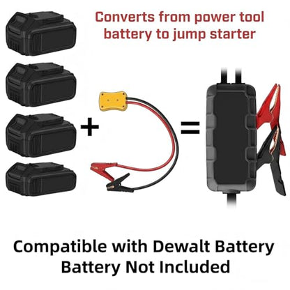 Jumper Cables Compatible with Dewalt 20V Battery, 8AWG 2FT Booster Cable with Alligator Clips, 392F/200C Heat Resistant Silicone Wire, for Jump Starting Cars and RVs - color: Yellow