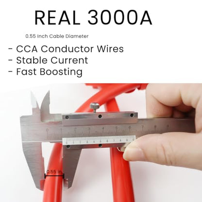 iMeshbean Auto Jumper Cables 0 Gauge 3000AMP 20Ft, Instruction Slip, Commercial Grade Automotive Booster Cables, Heavy Duty for Car Van Truck