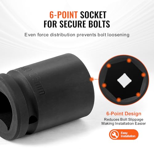VEVOR Axle Nut Impact Socket Set - 3/4" Drive 6-Point 8-Piece Metric Spindle Nut Socket CR-MO Heat Treated Large Socket Set with Storage Case for Auto Repair, Removing or Installing Axle Nuts - style: 3/4" 8PCS Metric CR-MO