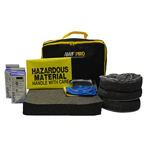AWF PRO Portable Trucker Universal Spill Kit, 31 Pieces | Perfect for Trucks, Restaurants, Vehicles, & Homes, Includes Durable Storage Bag, Sorbent Socks & Pads, & Accessories - size: Trucker Spill Kit