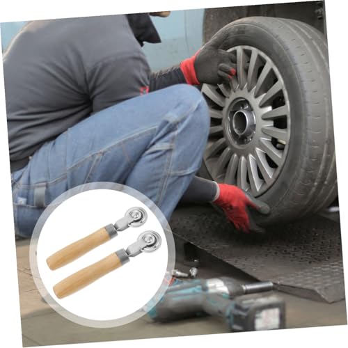 Cabilock 2pcs Tire Patch Roller Kit for Car and Motorcycle Repair Sturdy Wooden Handle Tire Repair Tools and Maintenance