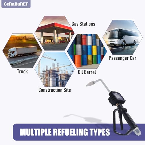 Heavy Duty Air Operated Oil Transfer Pump Digital Oil Fluid Dispenser Pump Control Valve Meter Nozzle, Electronic Metering Oil Gun Refueling Gun Tool for Refueling Trucks (US Stock) - color: Style-B