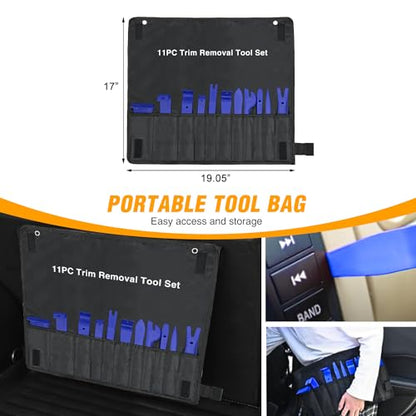 GOOACC 11PCS Auto Trim Removal Tool Kit No-Scratch Tool Kit for Car Audio Dash Window Molding Fastener Remover Tool Kit-Blue - color: Blue, size: 11PCS Trim Removal Tool