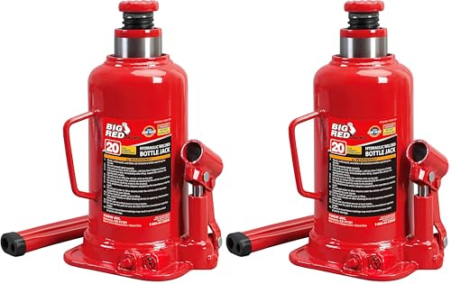 BIG RED T92003B Torin Hydraulic Welded Bottle Jack, 20 Ton (40,000 lb) Capacity, Red (Pack of 2) - color: Red, size: 20 Ton (40,000 lbs) (Pack of 2), style: 20 Ton (40,000 lbs)