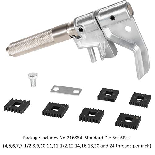 E-cowlboy 7402 Universal Outside Thread Chaser Repair Tool for 1-1/4” to 5” O.D. with 216884 Standard Thread 6 Dies Set