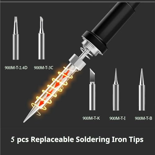 Soldering Iron Station Kit Digital Display Helping Hands 60 W 5 pcs Solder Tips, Solder Wire, Digital Multimeter °C/ºF Conversion, Standby/Sleep Mode, Calibration Support for Electricians from Plusivo