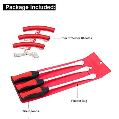 Asooll 11.5" Tire Spoons Motorcycle Tire Changer Tools Bike Tire Iron Levers Repair Kit with 3 Pcs Rim Protectors - size: 3*11.5”