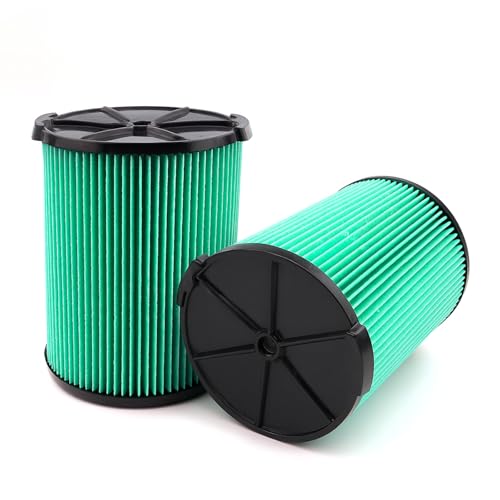 VF6000 HEPA Filter 2-Pack Compatible with Ridgid 5-20 Gallon Vacuums | 5-layer HEPA captures fine dust and sawdust. Washable, durable pleated design snaps in easily for garage or workshop cleanup